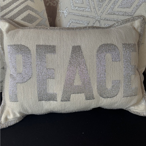 Silver Snowflake and Peace Holiday Pillow Set - Picture 2 of 8